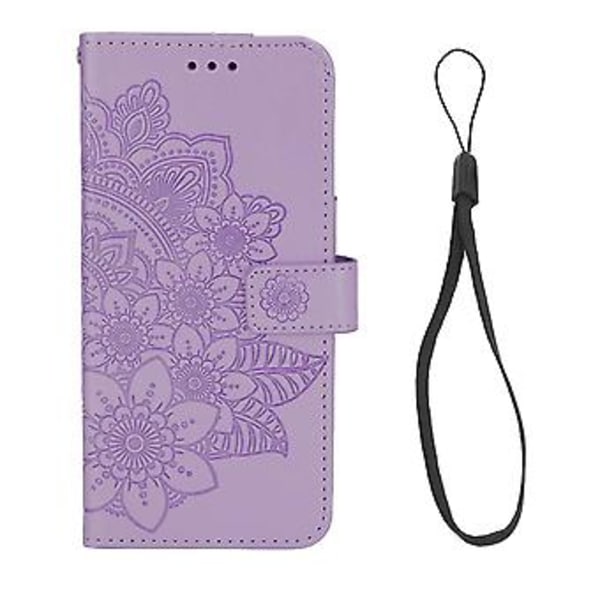 Plånboksfodral Skyddande Mobilskal Blomma Präglat PU Plånboks Flip Fodral med Kortfack Ställ för Galaxy S21 Plus