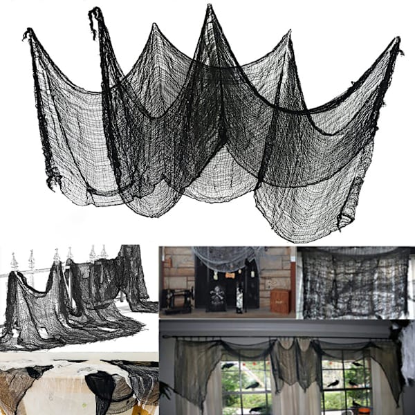 (80*600CM) Halloween-kummitusfestivaalin koristeharso musta harso