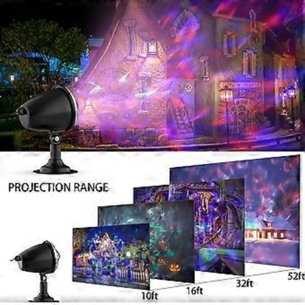 2-pack Dynamiskt Vattenmönster Snöflinga Projektorlampa Set Snygg Jul Dekorativ Projektionslampa för Trädgård