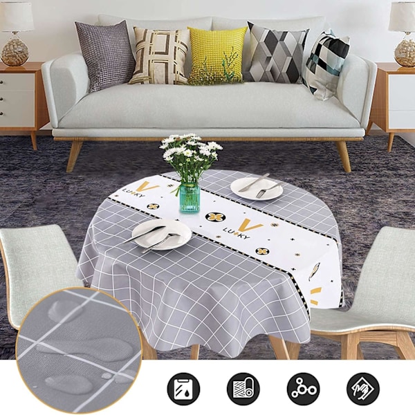 Nappe Ronde Toile Cirée Imperméable Nappe Ronde PVC 120 cm Ecol