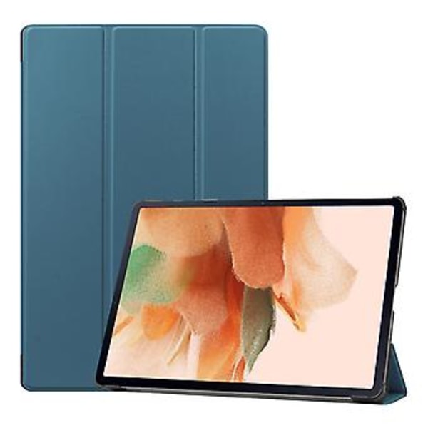 Nytt deksel til Galaxy TAB S7 FE/ T730 Tri-fold Caster Stativ Ultratynn P(Grønn)