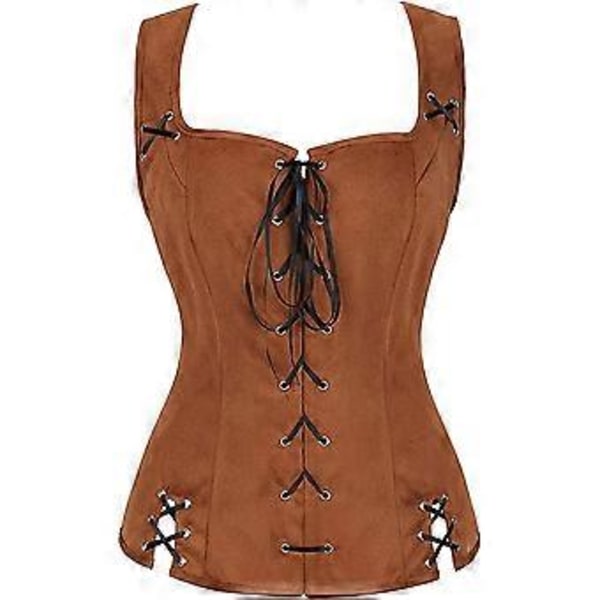 Naisten merirosvo punk -liivi korsetti Cosplay-liivi (XL vaaleanruskea)