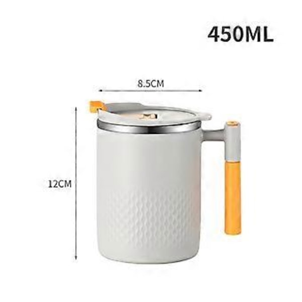 Kaffekopp med Håndtak Drikkekopp 400 ml Vannflaske Praktisk Rustfritt Stål Isolert Kopp Termokopp for Lounge Piknik (Lysegrå)