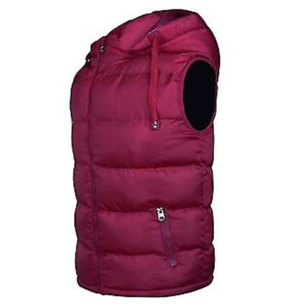 Herrar Padderad Slim Fit Ärmlös Jacka Avtagbar Huva Väst (4XL Röd)