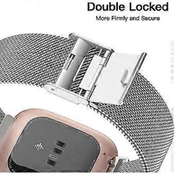 sunrain metallbånd kompatible med fitbit versa/fitbit versa 2 bånd for kvinner menn, justerbare armbånd i rustfritt stål med mesh-løkke for fitb