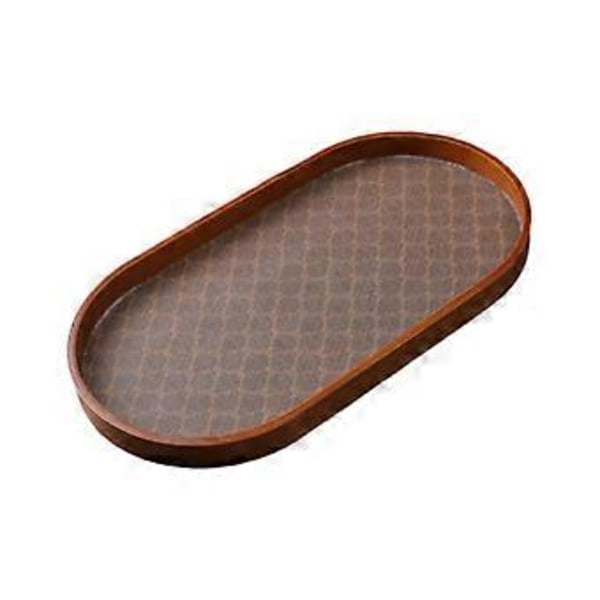 Träserveringsbricka Fruktbricka Snacksbricka Kopp- och Muggställ Cateringbricka Tebrikfrukostbricka för Vardagsrum (Oval)