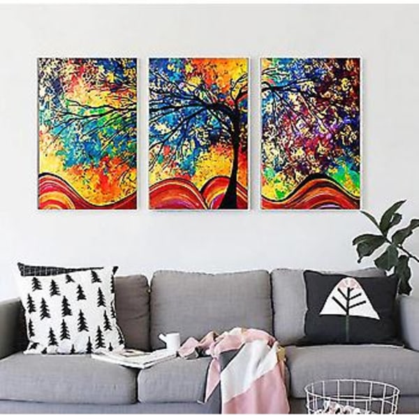 Wekity Lykke Træ Væghængt Canvas Print Poster, Enkel Abstrakt Akvarel Kunsttegning Dekoration til Hjemmet Stue Soveværelse Kontor og Børneværelse