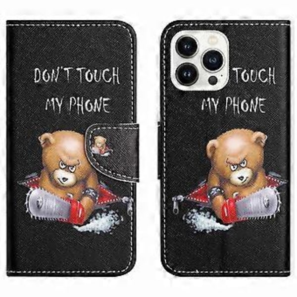 iPhone 15 Pro PU-läder Fallskyddande Telefonfodral Mönstertryck Plånbok Stativskydd (Stil D)