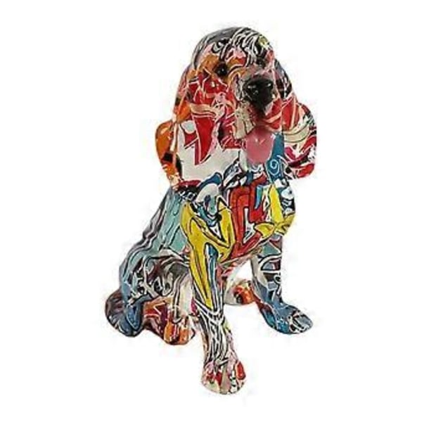 Färgglad Hundstaty Harts Hantverk Dekoration Valp Figurer Heminredning Samlarobjekt Hantverk Djurfigur Staty för Matsal Bänkskiva (Stil A)