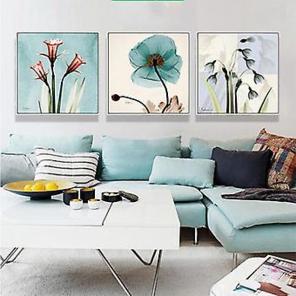 Wekity Väggkonst Canvas Print Poster med klara blommor, enkel abstrakt konstteckning Dekoration för hem vardagsrum sovrum kontor och barnrum (set om 3