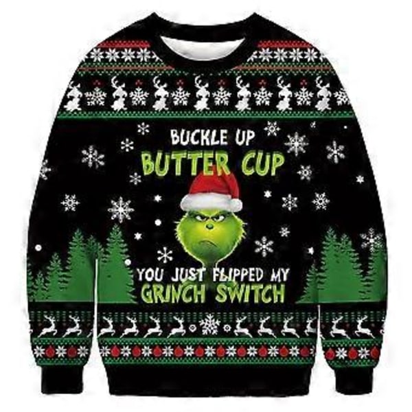 Dam Herr Par Jul Tröja Grinch Tryck Rund Hals Tröja Ful Jultröja Långärmad Grön Monster Tröja Jumper(M D)