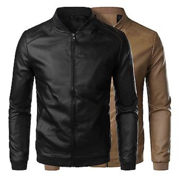 Fianao Herrkappa Slim Ståuppkrage Slätt Konstläder Vårförkläde för Dagligt Bruk (3XL Blå)