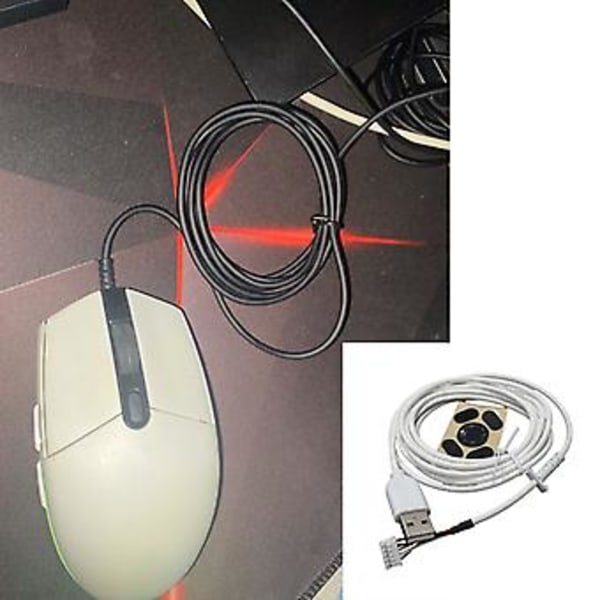 USB-kabel og fødder museledning til Logitech G102 gamingmus udskiftningsledning (sort)