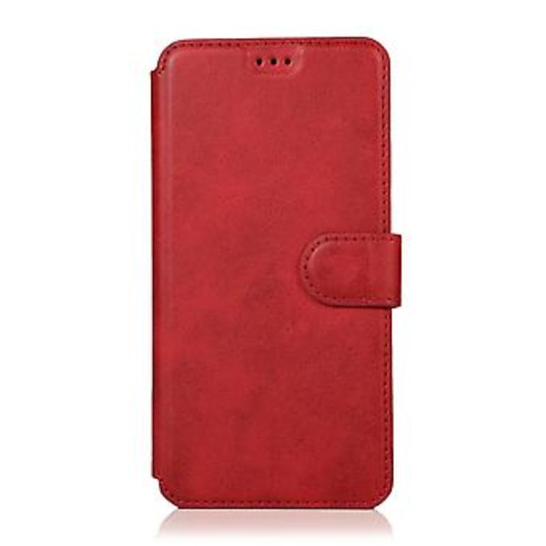 Läderfodral med kalvskinnstruktur för iPhone 12 / 12 Pro (Röd)