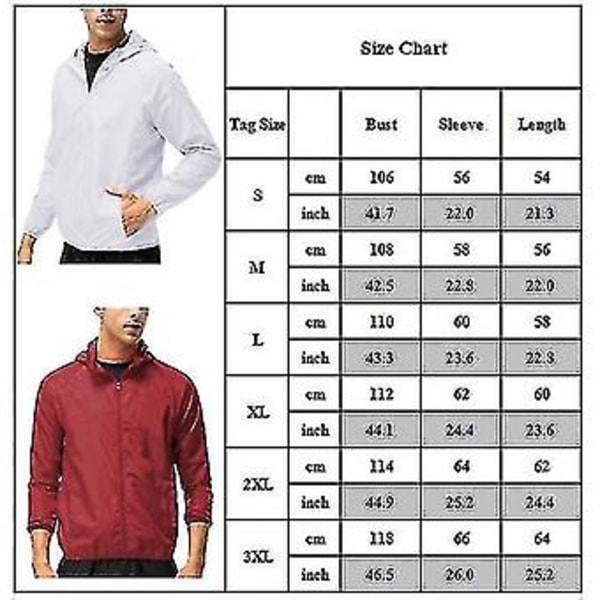 Lätt Herr Casual Jacka Combat Utomhus Vandring Huva Kappa Överdelar-r (XL Vit)
