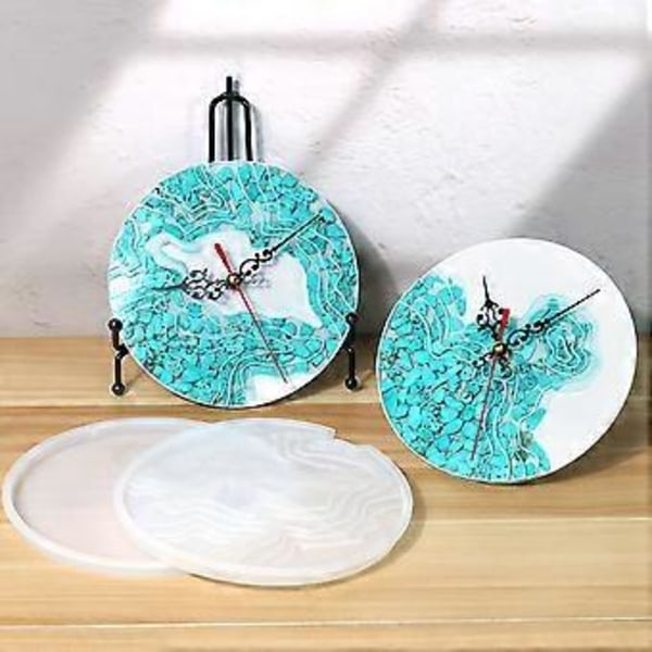 DIY Ø-Resin Silikonform Vægur Epoxy Resin Form Håndlavet Resin Silikonform Sæt til Opholdsstue Hængende Pynt (Sæt 3)