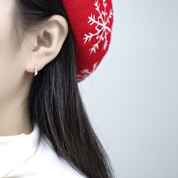 Hjärtformade Cubic Zirconia Kuddfodral Små Högörhängen Kvinnor Gi
