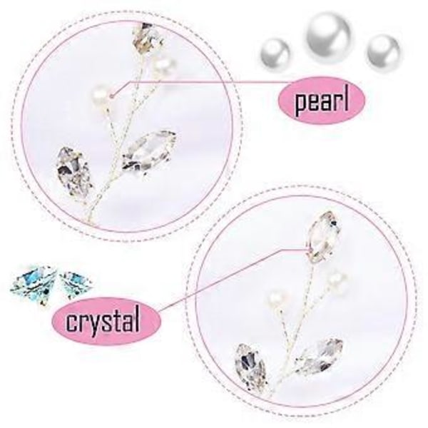 6 Stycken Pärl Kristall Brudhårnålar Strass Blomma Bröllop Håraccessoar (Guld)