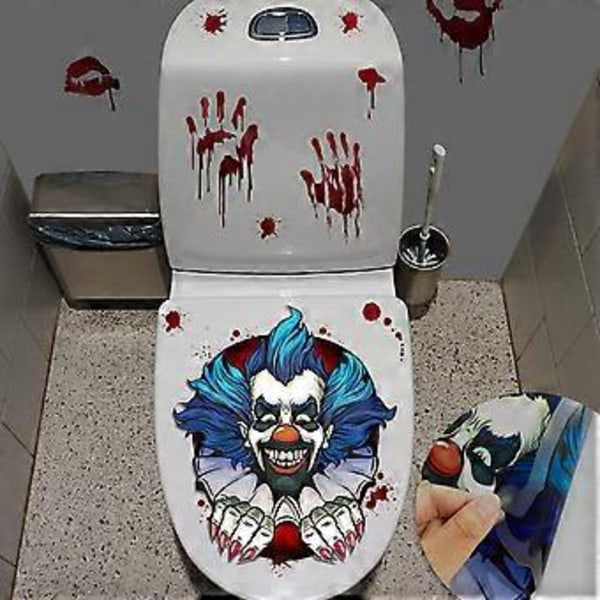 1 Set Halloween-teemaisia WC-istuimen tarroja Kauhu-pelle WC-sisustustarra