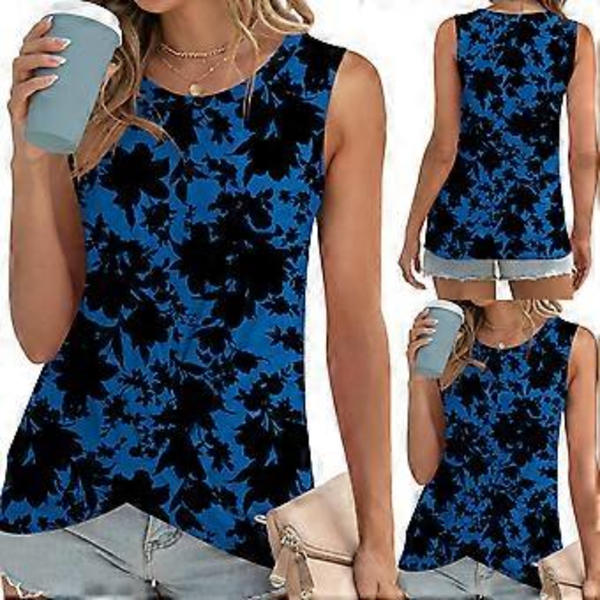 Dame Tunika Vest T-shirt Sommer Tanktoppe Afslappet Løs Trænings Tee Vesttoppe Ærmeløs Løs Pasform Komfortable T-shirts Hvid XL(XL Hvid)