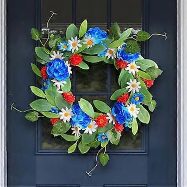 Blomsterkrans Konstgjord Blomsterkrans Färgglad Tusenskönakrans Ytterdörr Vägg Hängande Hänge