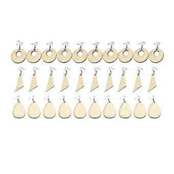 60 st Träörhängen för Örhängen Oavslutade Eardrop Tillbehör DIY Hantverk för Smyckestillverkning (20 st/Mönster)