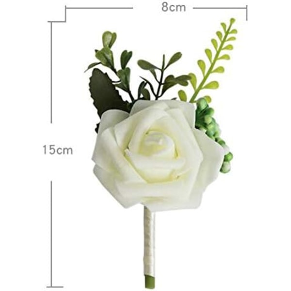 4 stk. Hvit bryllupsblomster til brudgom