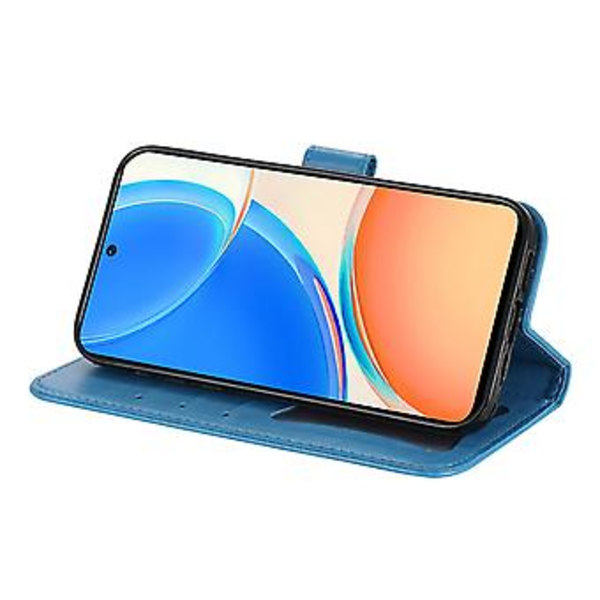 Blomster PU-etui til Honor X8 5g / X6 (Blå)