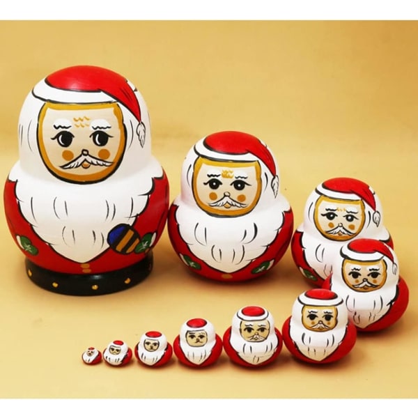 Matryoshka Trä Ryska Nestingdockor för Barn 10 st Matryoshk