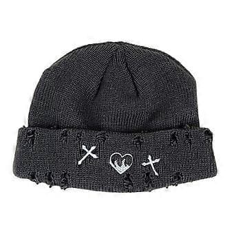 Koreansk Version Trasig Hål Hatt Mode Stickad Yllehatt Vinter Street Hip Hop Hål Mössor Unisex Basic Keps Enkelhet Grå(Grå)