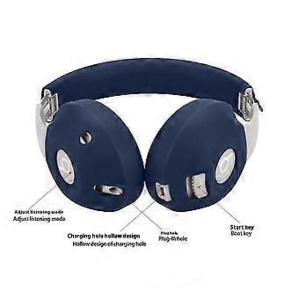 Beskyttende silikone etui sæt til Beats Studio Pro med 2 ørekop covers og hovedbøjle cover - Mørkeblå(Sort)
