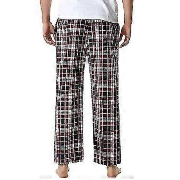 Herreternet bomulds pyjamasbukser/YY(2XL Sort Hvid Rød)