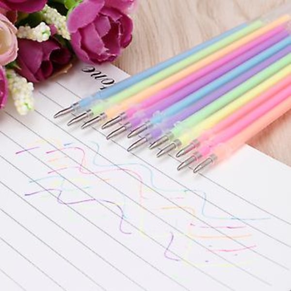 48 värin 0,38 mm geelikynän täyttöpakkaus glitter-, metallinhohto-, pastelli- ja neonvärisiin kirjoitustarvikkeisiin