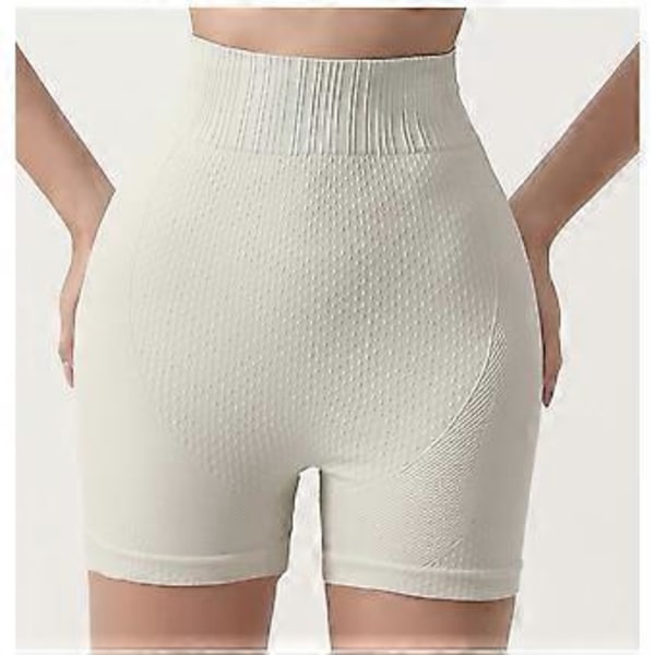 Dame Yoga Højtaljede Shorts Scrunch Butt Løftende Gymnastikshorts (M Beige)