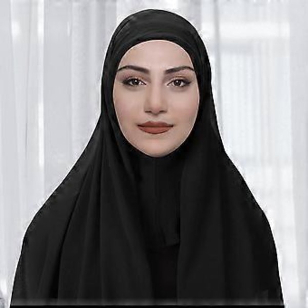 Hijab för Kvinnor Flickor Mode Muslimsk Hijab Sjal Huvudduk för Födelsedag Eid al-Fitr Shahadah Ramadan Bön (1 svart)