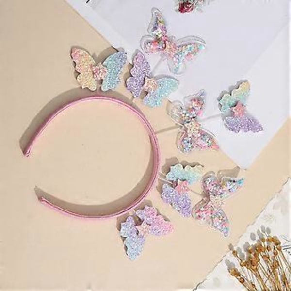 Alla hjärtans dag Sött fjärilshårband för kvinnor Barn Paljetter Glitter Pulver Hårband Karneval Party Huvudbonader( )