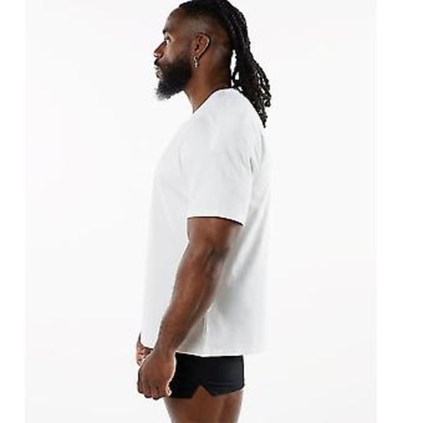 Urheilullinen Fitness Lyhythihainen Miesten Puuvillainen Pyöreäkaulainen Yksivärinen Rentoutunut Treenipusero Musta T-paita (XL Valkoinen)