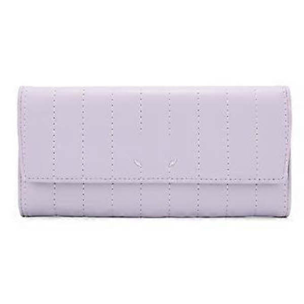 Lang Clutch Lommebok Tri-fold Multi Kortspor Lang Seksjon Lommebok for Utflukter (Lilla)