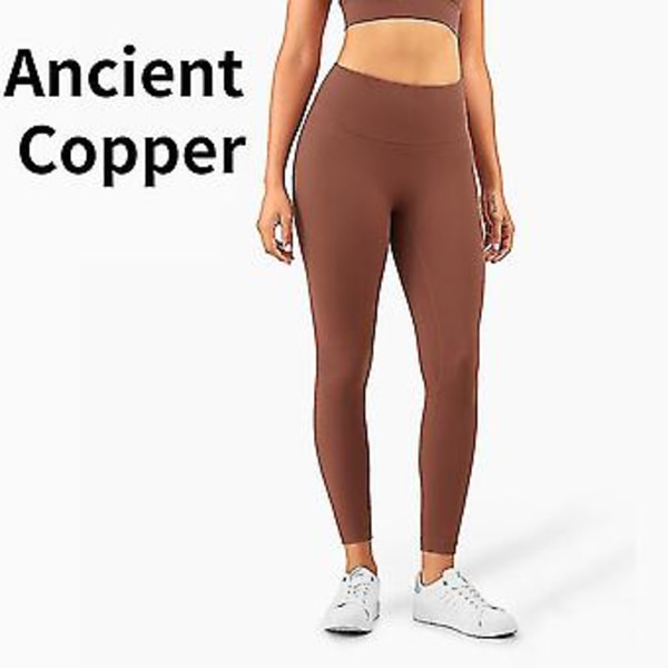 Högmidjade Leggings med "Naked Feeling" Push Up Sport Kvinnor Fitness Löpning Yoga Byxor Energi Sömlösa Leggings Gym Tjej Leggings (M Antik Koppar)
