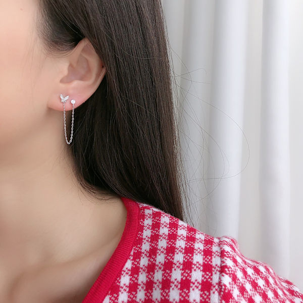 Huller Sommerfugl Halo CZ Lille Stud Cuff Wrap Kvast Kæde Crawler