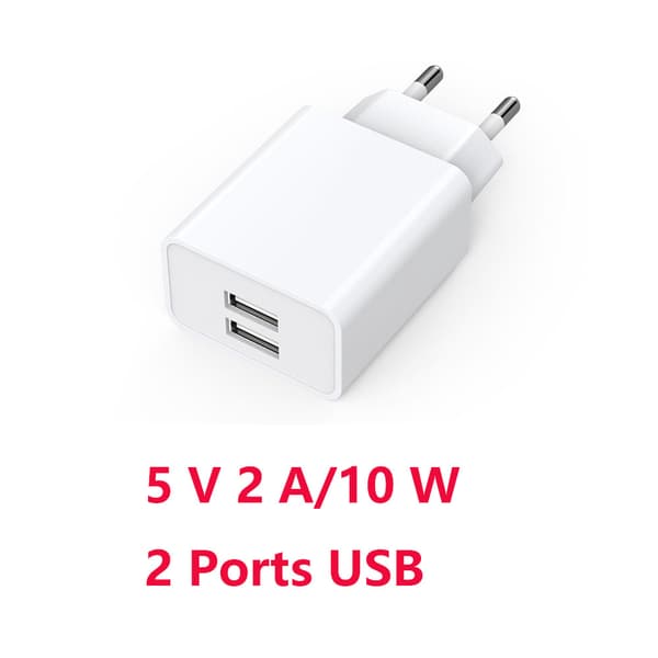 Universal 5V 2A/10W vægadapter med 2 USB-porte - USB Socket Co