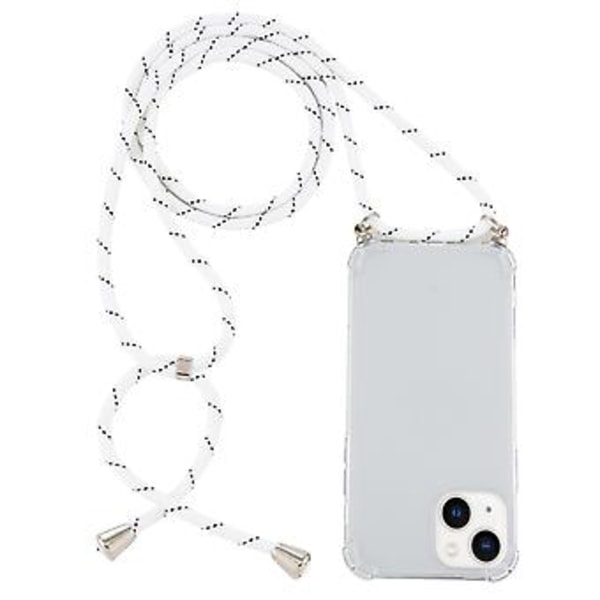 TPU-fodral med snodd för iPhone 15 Plus (Vit Svart)