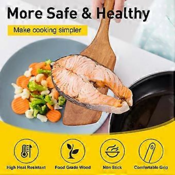 Vinklad stekspade i teakträ för non-stick kokkärl