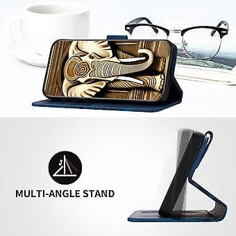 Elefant-preget PU-etui for Samsung Galaxy Z Fold5 5G (Kongeblå)