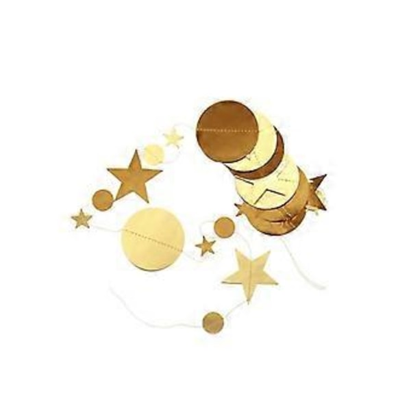 4m pappersbanner rund stjärngirlang hängande hänge reflekterande yta dekoration hängande banner för hem bar bröllop födelsedagsfest (gyllene)