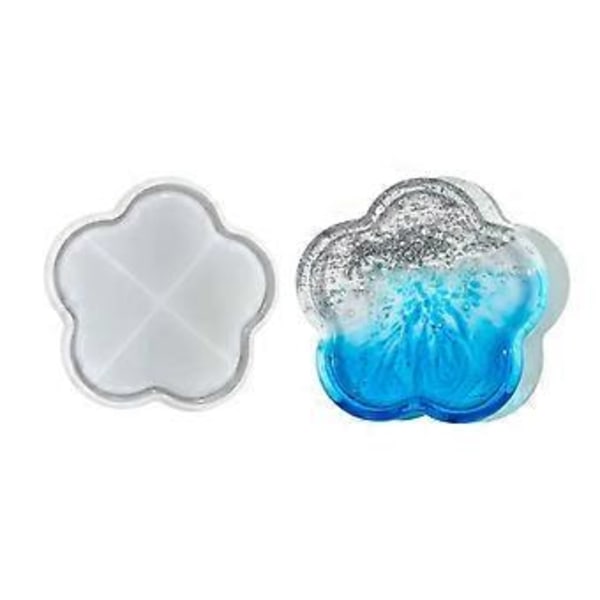 Unik Silikoneform Resin Håndværk Form Ostebakkeforme Fleksible Resinforme Fadforme til Smukke Ostebakker (Blommeblomstform)