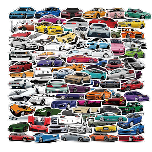 100 st Retro Racing Car Graffiti Dekaler för Laptop, Gitarr, Bagage