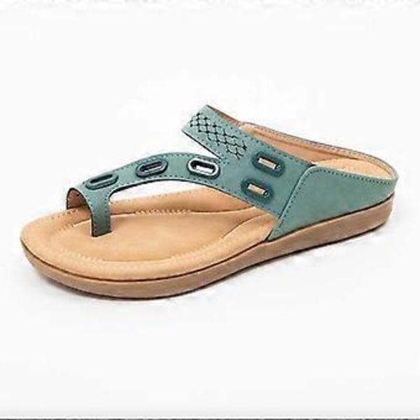 Stilige Kvinders Flade Massage Flip-Flops Anti-Skridsikker Komfortable Strandssko til Daglig Brug (36 Lysegrøn)