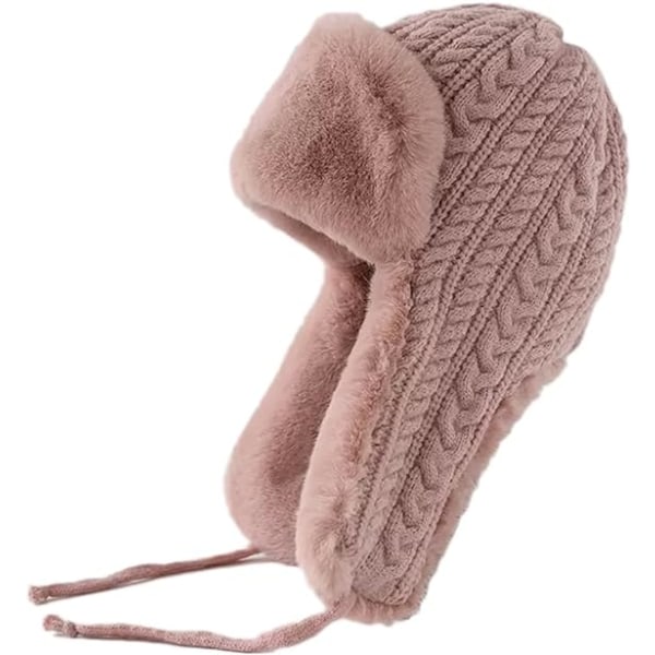 (C)Russian Aviator Hat med Faux Fur Ear Flap Trapper Hat til mænd Kvinder Varm vinter