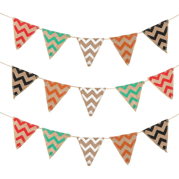 2 stk. Burlap Banner, 15 Burlap Banner, Burlap Vimpelguirlande til